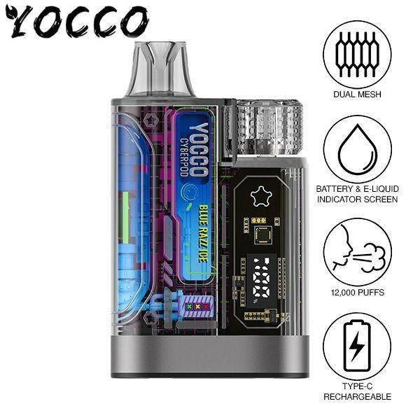 Best Deal Yocco CyberPod 12K Disposable Vape 5 Pack 20mL - Blue Raze Ice