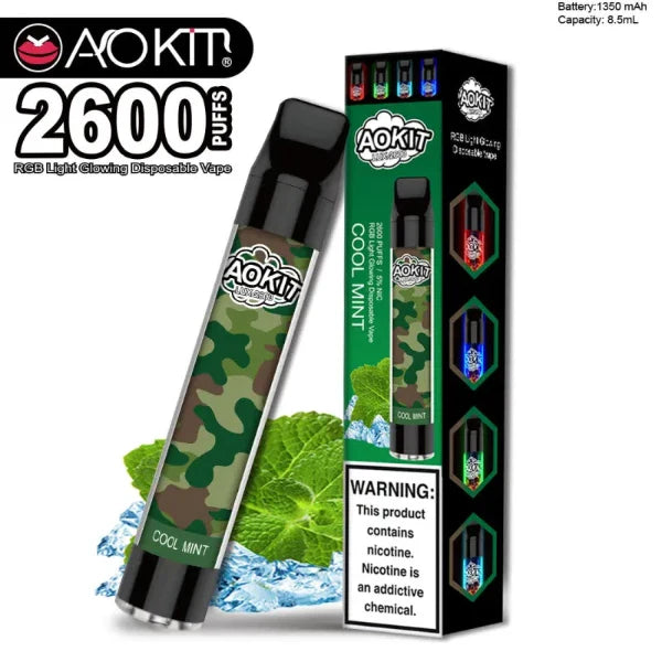 Best Deal Aokit Lux 2600 Disposable Vape 8.5mL 10 Pack  Cool Mint