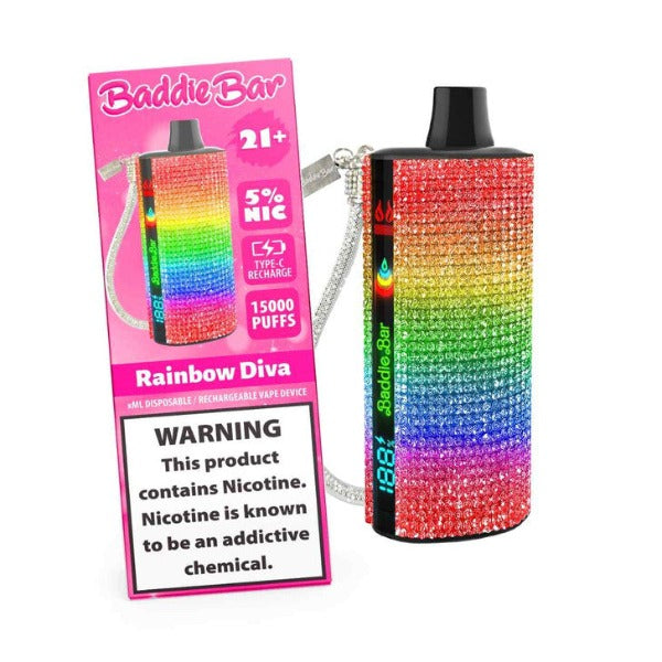 Best Deal Baddie Bar 15,000 Puff Disposable Vape 15mL Rainbow Diva