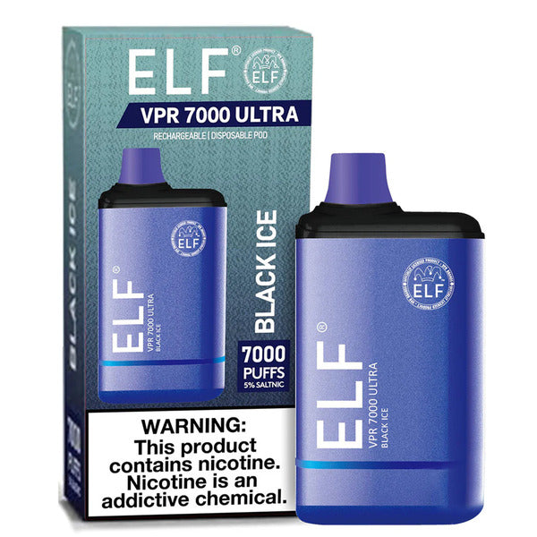 Best Deal ELF VPR Ultra 7000 Puffs Recharge Disposable Vape 11mL Black Ice