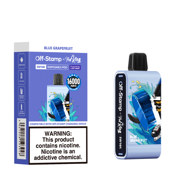 Best Deal Off-Stamp x Pod King SW16000 Disposable Vape 17mL - Blue Grapefruit