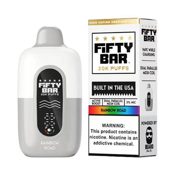 Fifty Bar 20000 Puffs Disposable Vape Rainbow Road