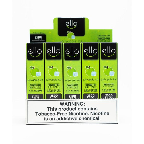 Best Deal BLVK Ello 2500 Puffs TFN Disposable Vape 7mL 10 Pack - Jolly Apple ice