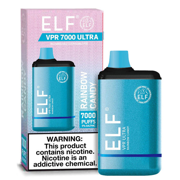 Best Deal ELF VPR Ultra 7000 Puffs Recharge Disposable Vape 11mL Rainbow Candy