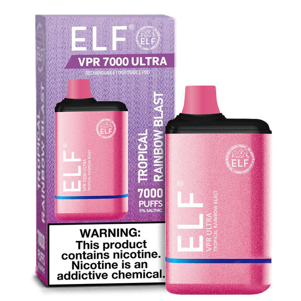 Best Deal ELF VPR Ultra 7000 Puffs Recharge Disposable Vape 11mL Tropical Rainbow Blast