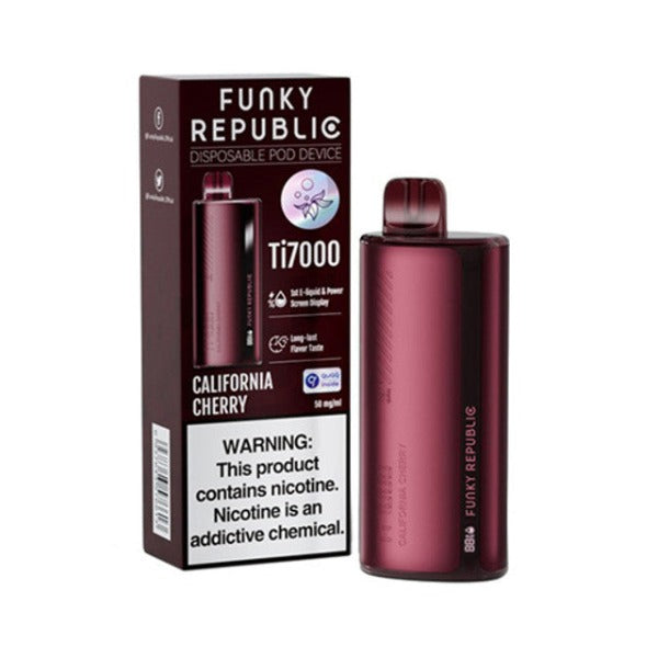 Best Deal Funky Republic Ti7000 Recharge Vape 12.8mL California Cherry