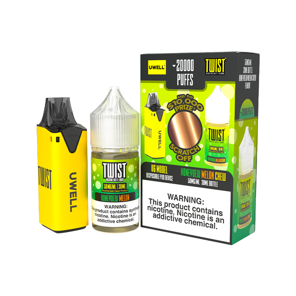 Uwell V6 Pod Kit + Twist Salts 30mL Bundle Yellow/Honeydew Melon Chew 50mg