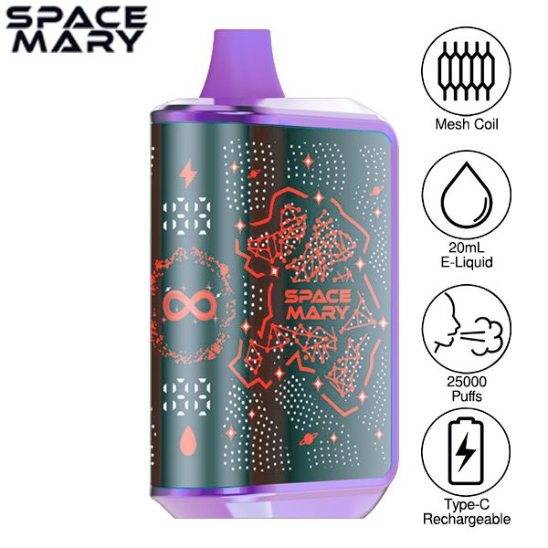 Best Deal Space Mary MA25000 Disposable Vape 20mL 5 Pack - Blueberry Watermelon