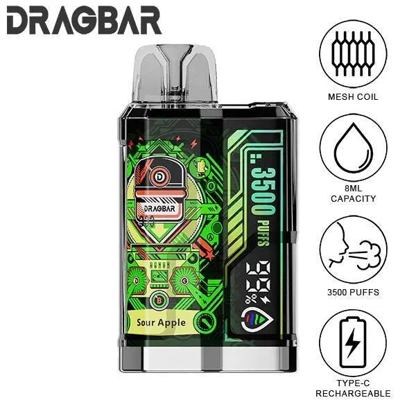 Best Deal Zovoo DragBar B3500 Puffs Disposable Vape 8mL Sour Apple