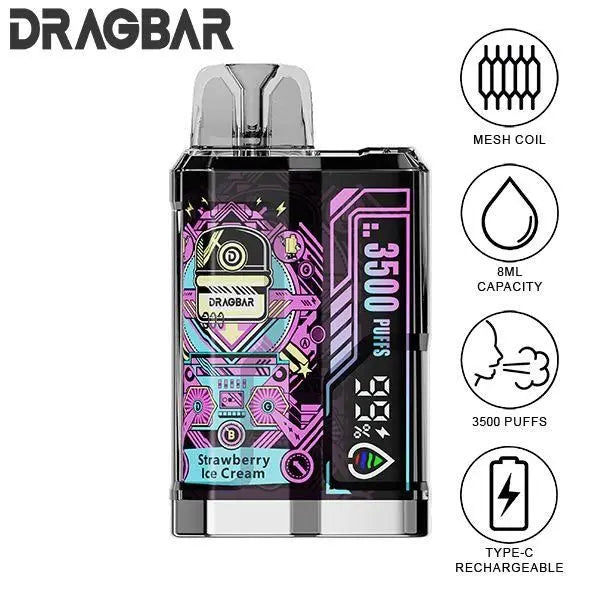 Best Deal Zovoo DragBar B3500 Puffs Disposable Vape 8mL Strawberry Ice Cream