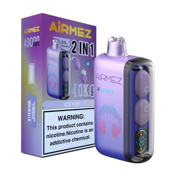 Best Deal AirMez X-Beats 40,000 Puffs Disposable Vape 20mL 5 Pack - Ice Pop