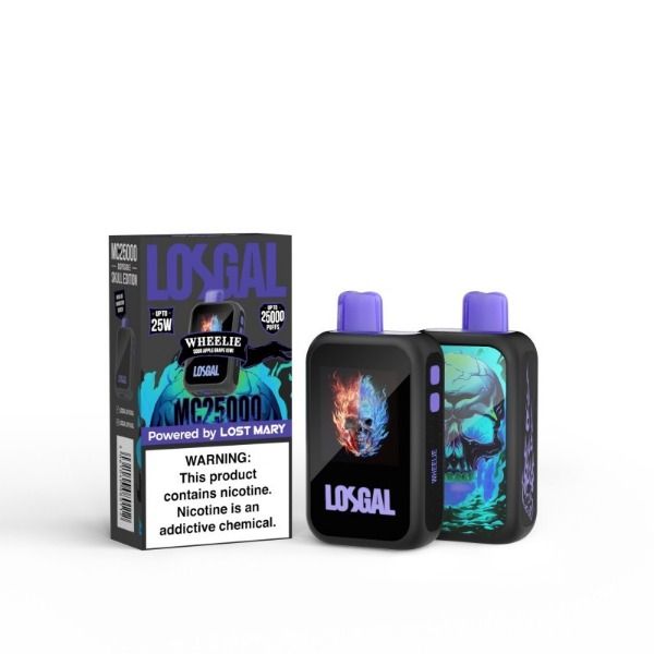 Best Deal Losgal MC25000 Disposable Vape 16mL Wheelie Sour Apple Grape Kiwi