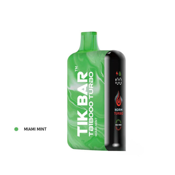 TIK BAR TB18000 Turbo Rechargeable Disposable Vape 18mL Best Flavor Miami Mint