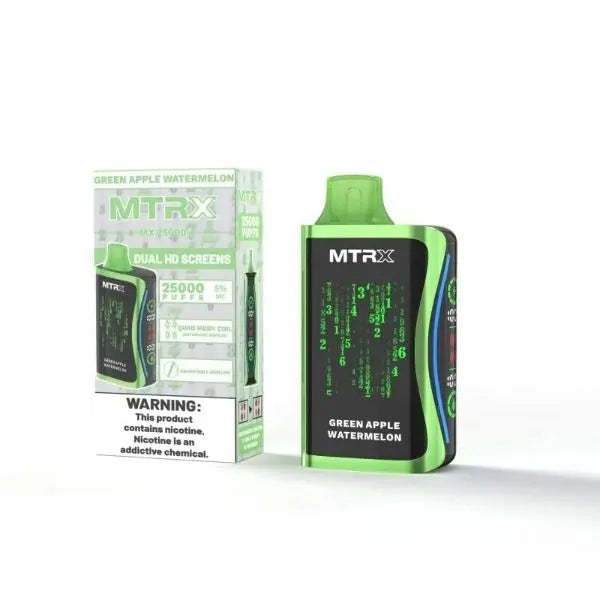 Best Deal MTRX MX 25000 Rechargeable Disposable Vape 20mL 5 Pack Green Apple Watermelon