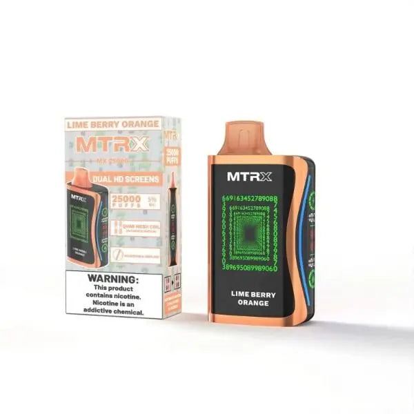 Best Deal MTRX MX 25000 Rechargeable Disposable Vape 20mL 5 Pack Lime Berry Orange