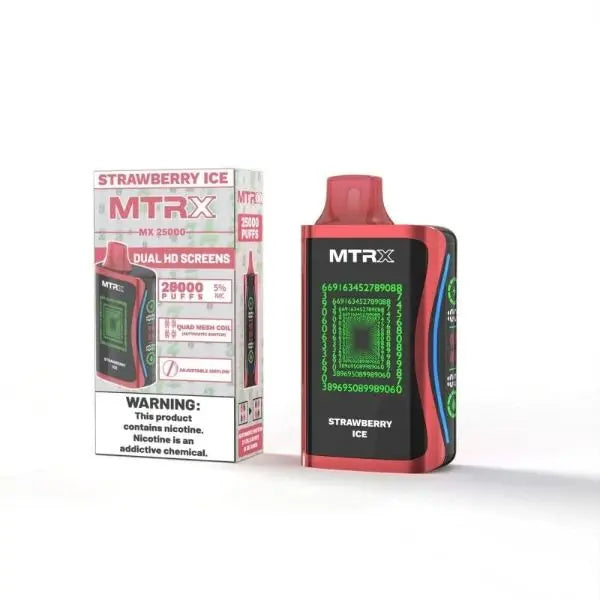 Best Deal MTRX MX 25000 Rechargeable Disposable Vape 20mL 5 Pack Strawberry Ice