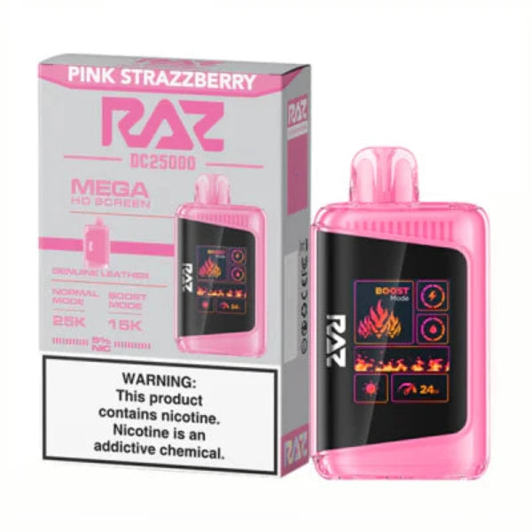 Best Deal RAZ DC25K 25,000 Puffs Rechargeable Vape 16mL Pink Strazzberry 