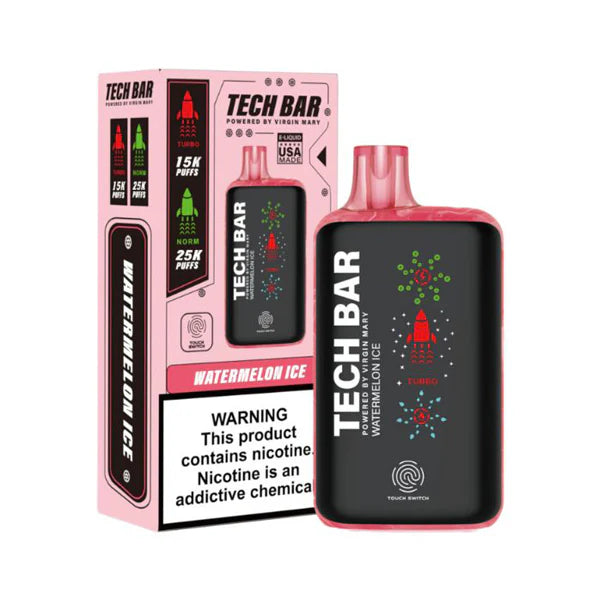 Best Deal Tech Bar 25000 Puffs Disposable Vape 25mL Watermelon Ice