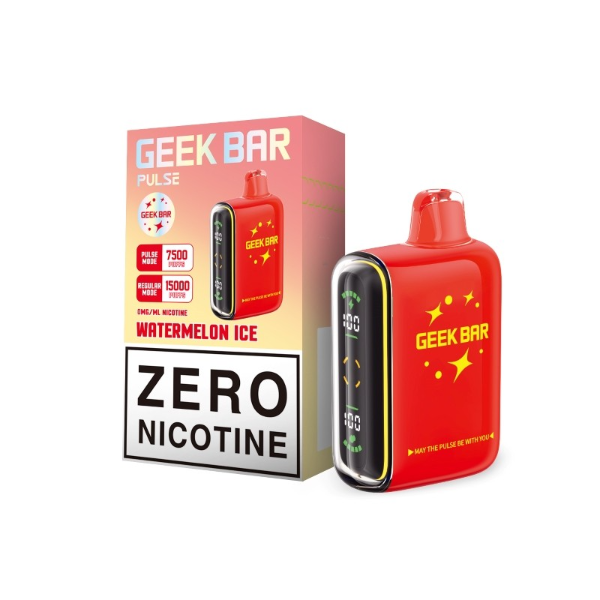 Best Deal Geek Bar Pulse ZERO Nicotine 15,000 Puffs Disposable Vape 16mL - Watermelon Ice