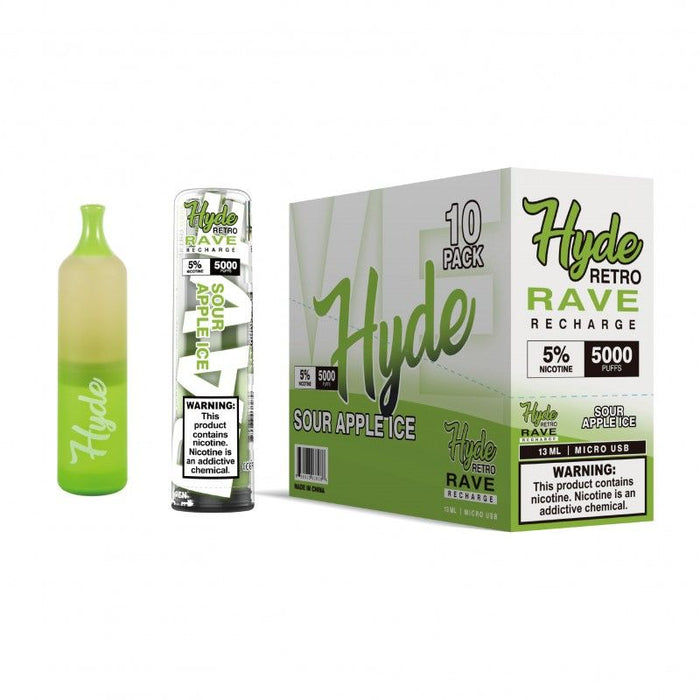 Hyde Retro RAVE Disposable Vape 10-Pack Best Flavor Sour Apple Ice