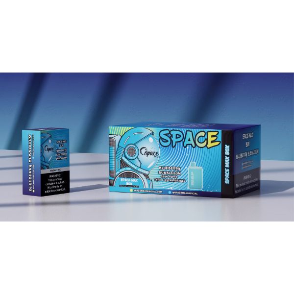 Space Max Box 6000 Puffs Rechargeable Vape Disposable 15mL 10 Pack Best Flavor Blueberry Bubblegum