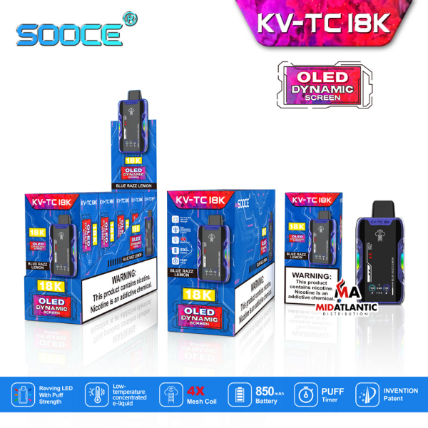 Best Deal SOOCE KV-TC18K Rechargeable Vape Blue Razz Lemon