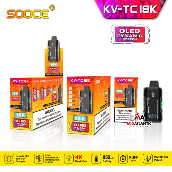 Best Deal SOOCE KV-TC18K Rechargeable Vape Tropical Rainbow Blast