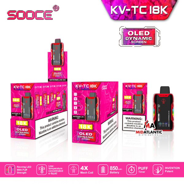 Best Deal SOOCE KV-TC18K Rechargeable Vape Watermelon Ice