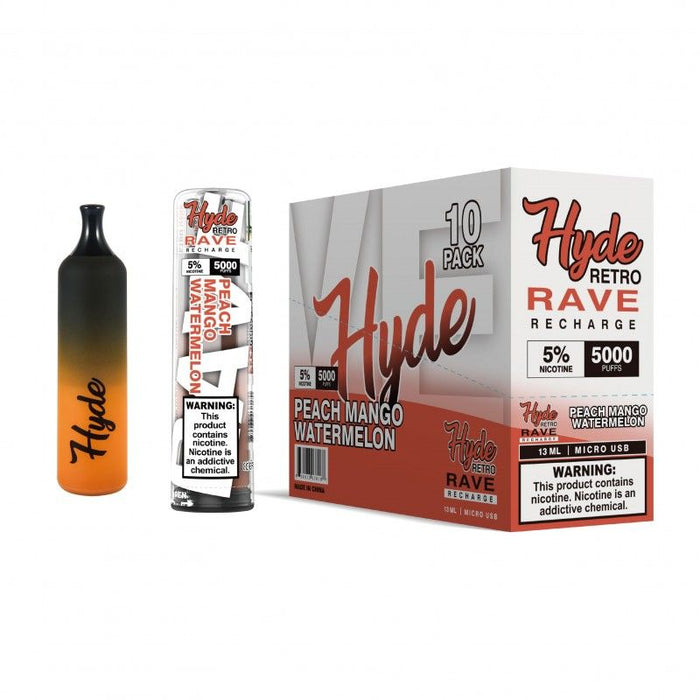 Hyde Retro RAVE Disposable Vape 10-Pack Best Flavor Peach Mango Watermelon