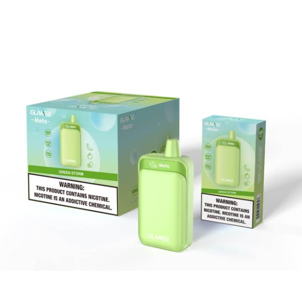 Glamee Meta 6000 Puffs Single Rechargeable Vape Disposable 20mL Best Flavor Green Storm