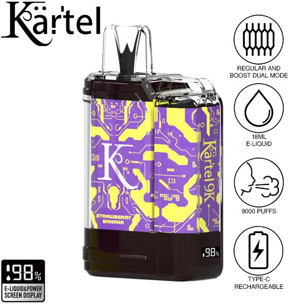 Kartel 9k by Vapmod 9000 Puffs 18mL Disposable Vape Best Flavor Strawberry Banana