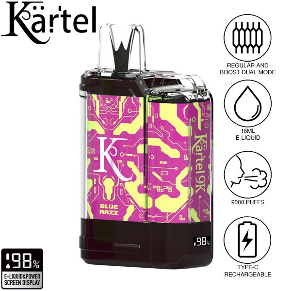 Kartel 9k by Vapmod 9000 Puffs 18mL Disposable Vape Best Flavor  Blue Razz