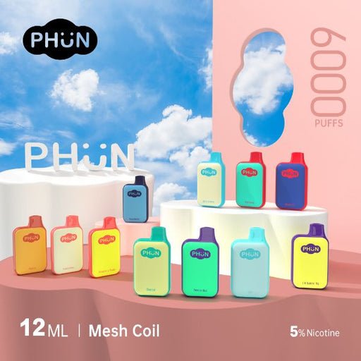 Phun Box 6000 Puffs Rechargeable Disposable 12mL 5 Pack Best Flavors