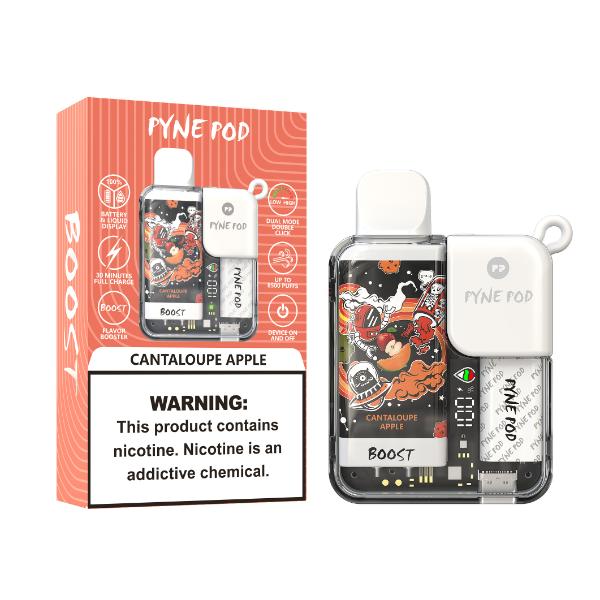 Best Deal Pyne Pod 8500 Puffs Rechargeable Disposable Vape 10mL Best Flavor Cantaloupe Apple