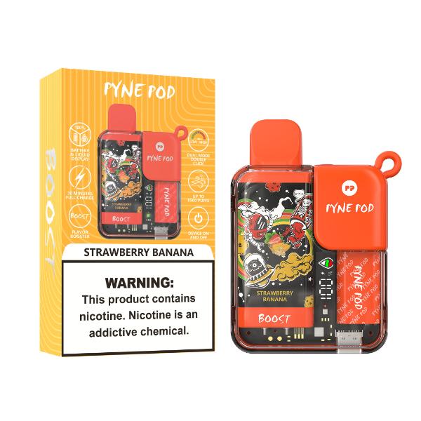 Best Deal Pyne Pod 8500 Puffs Rechargeable Disposable Vape 10mL Best Flavor Strawberry Banana