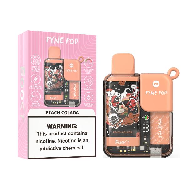 Best Deal Pyne Pod 8500 Puffs Rechargeable Disposable Vape 10mL Best Flavor Peach Colada