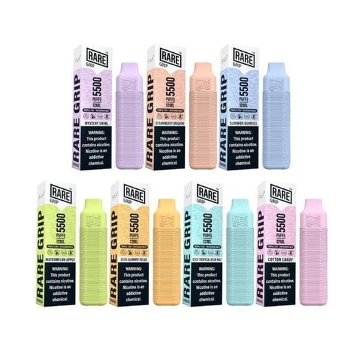 Rare Grip 5500 Puffs Mesh Rechargeable Vape Disposable 12mL 10 Pack Best Flavors