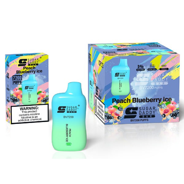 Sugar Daddy Bar BV7200 Recharge Vape 18mL Best Flavor Peach Blueberry Ice