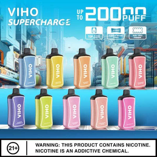 VIHO Supercharge 20,000 Puffs Rechargeable Disposable Vape 21mL Best Flavors