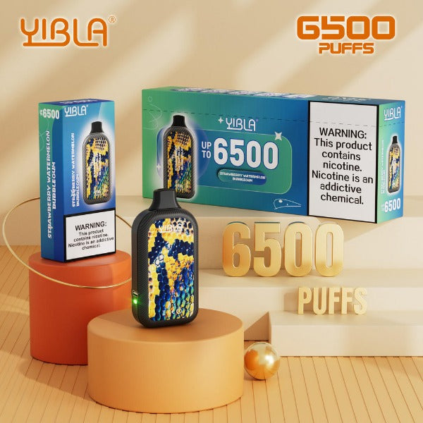 Yibla 6500 Puffs Disposable Vape 18mL Best Flavor Strawberry Watermelon BG